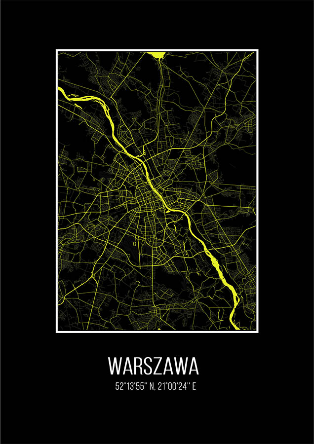 Warszawa plakat czarne tło