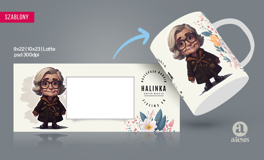 kubek sublimacja babcia projekt