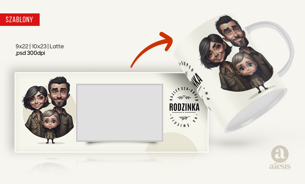 Projekty PSD Rodzinny Kubek ze zdjęciem