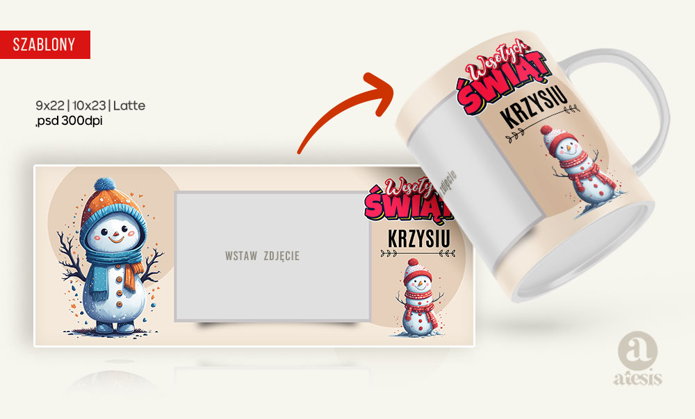 kubki nadruk święta projekty photoshop zima