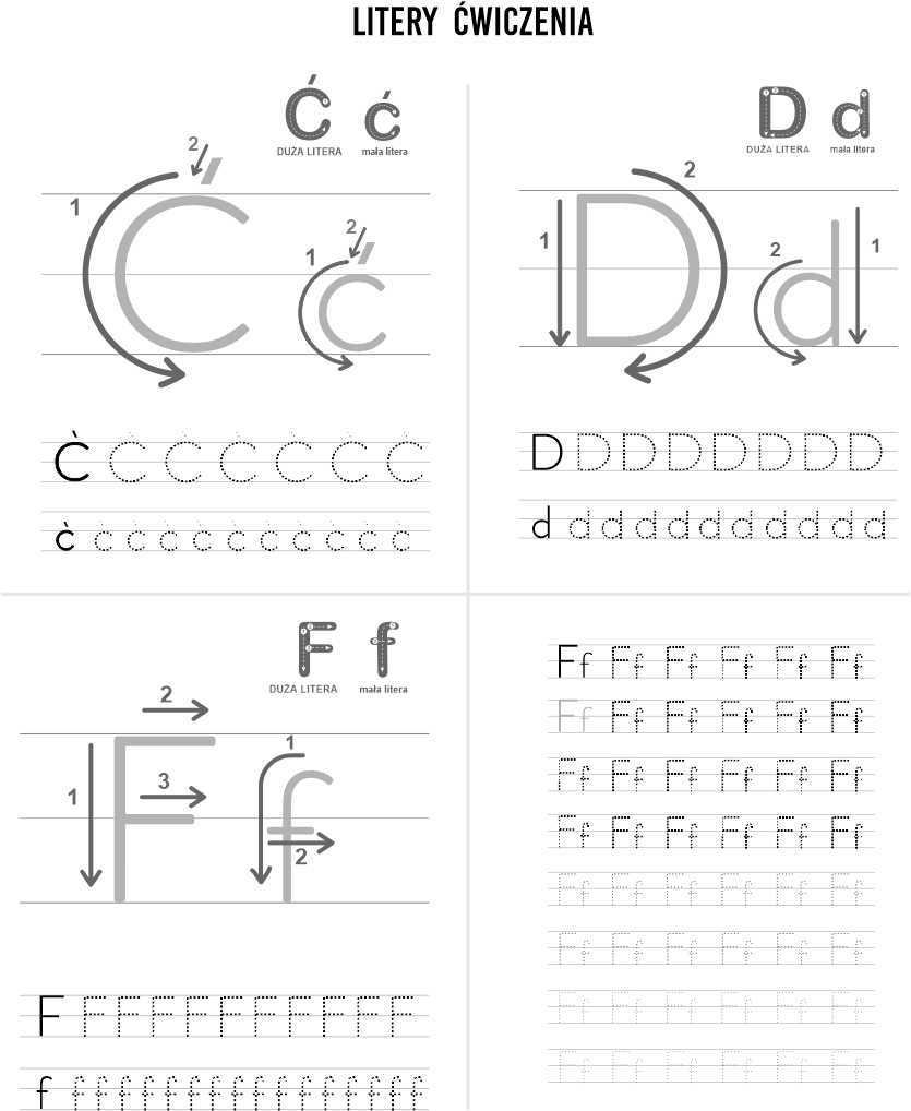  Alfabet literki do druku Kontury Szablony A4 pdf do pobrania nauka