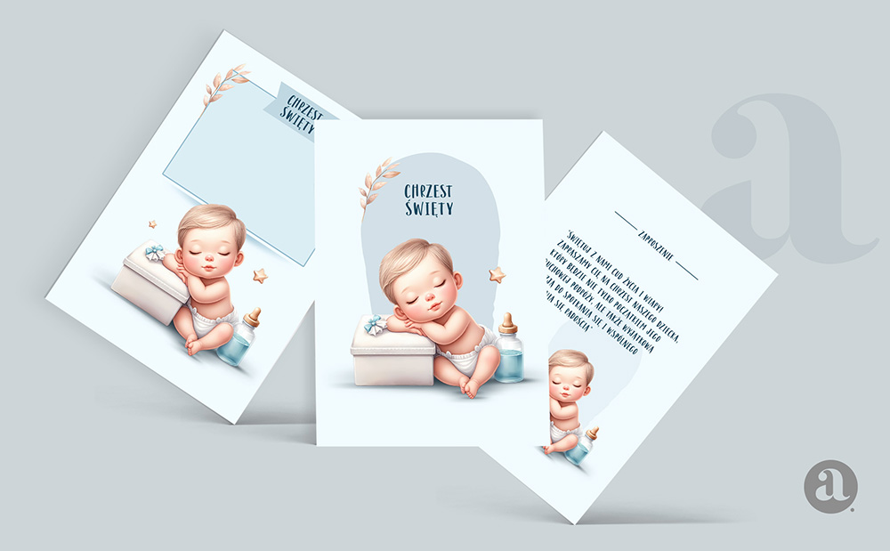 Projekty zaproszeń na chrzest w formacie PSD szablony