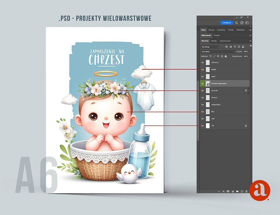 projekt chrzest grafiki psd szablony