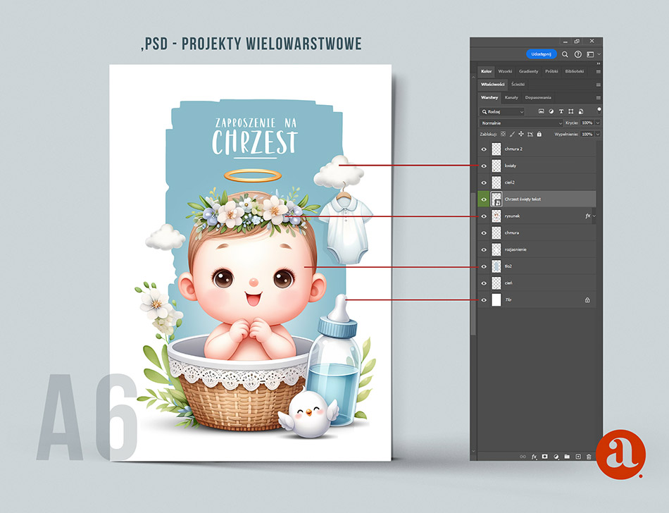 projekt chrzest grafiki psd szablony