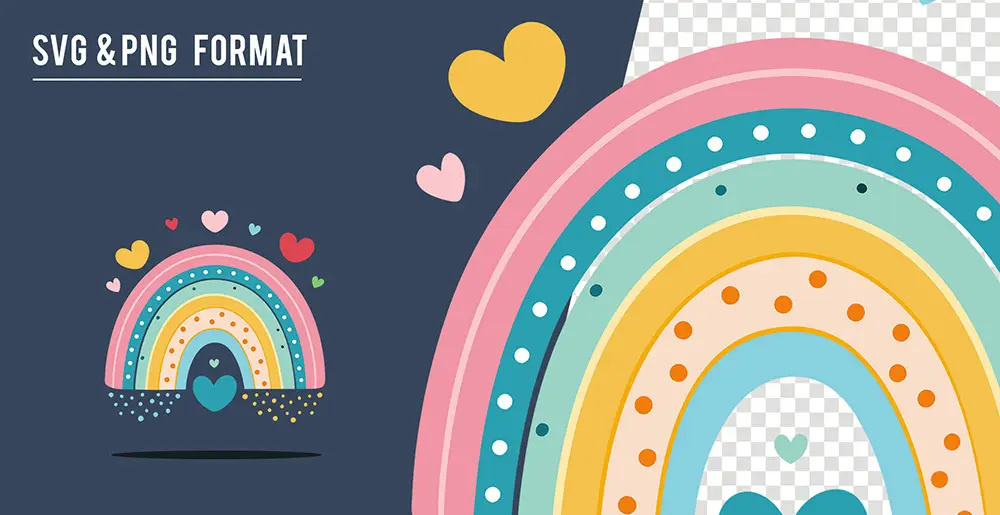 Cliparty Tęcza SVG – Profesjonalny Zestaw Boho Wektorowych Grafik, które Zmienią Twoje Projekty w Arcydzieła!