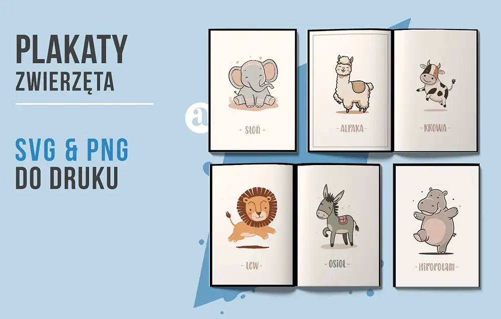 Wektorowe Grafiki dla Maluchów – Zwierzęce Plakaty w Formacie SVG 