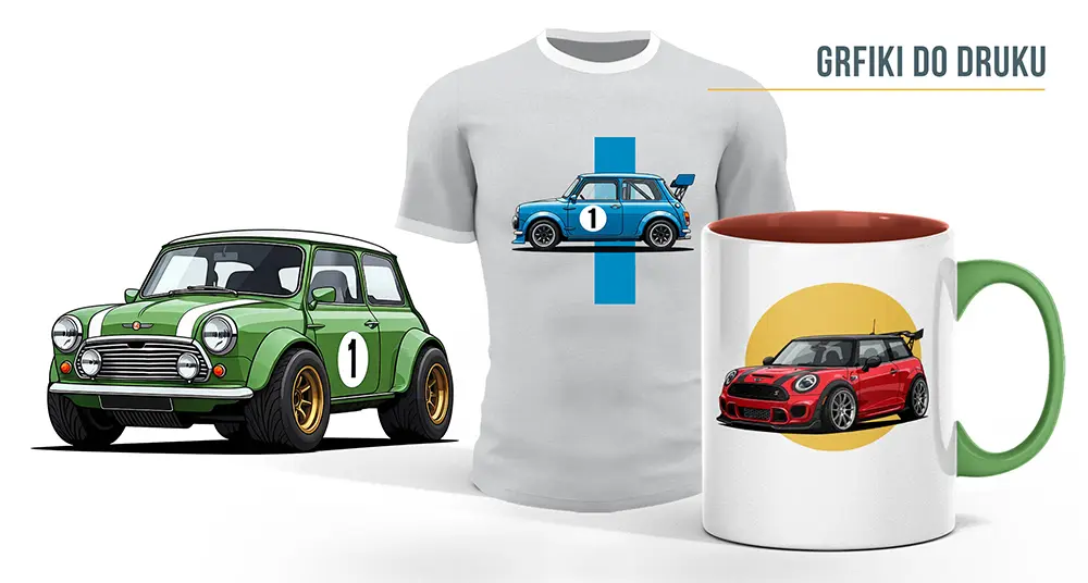 Mini Cooper Auto Klasyk – Zestaw 35 Retro Grafik PNG do Pobrania