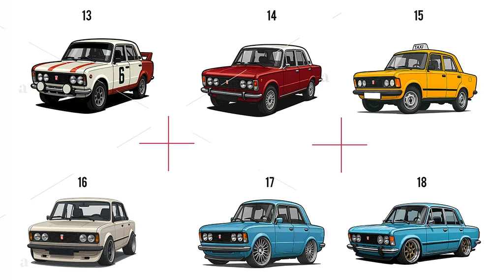 Kultowe Fiaty 125P w kolorowych grafikach PNG – dla miłośników polskiej motoryzacji