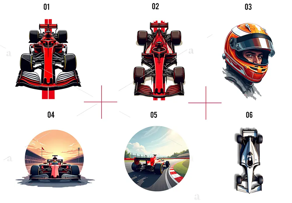Formuła F1 Kliparty - Adrenalina: 50 Projektów Bolidy wyścigowe