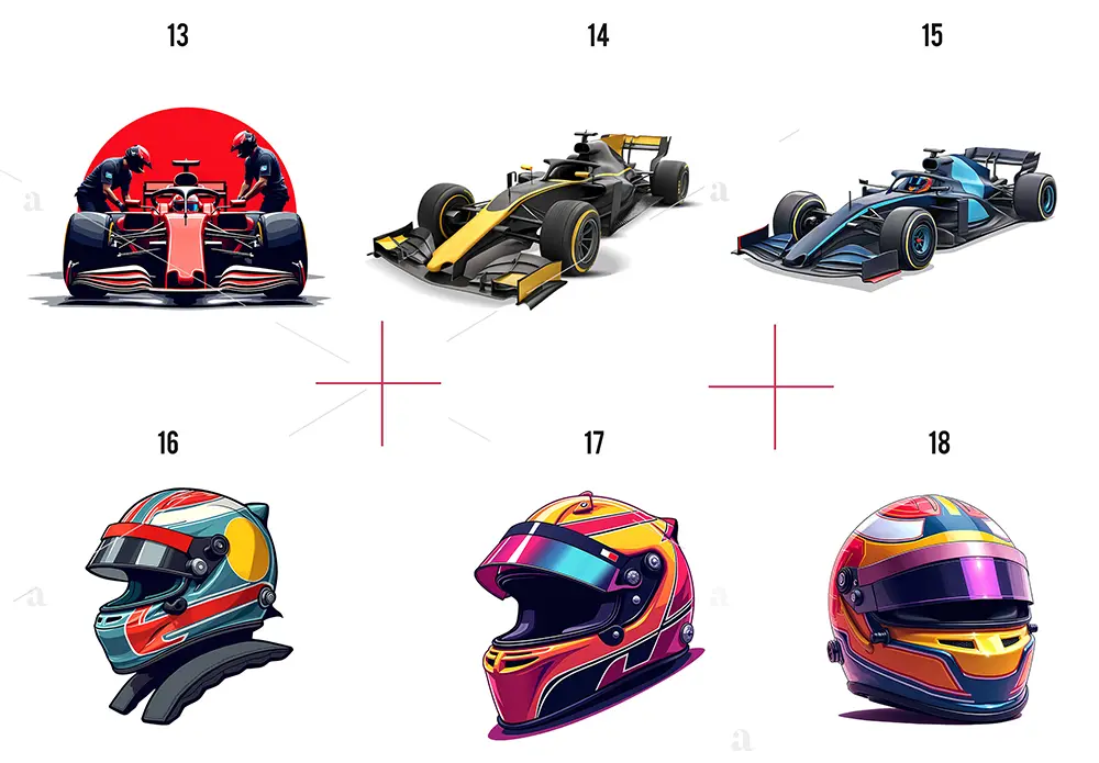 Formuła F1 Kliparty - Adrenalina: 50 Projektów Bolidy wyścigowe