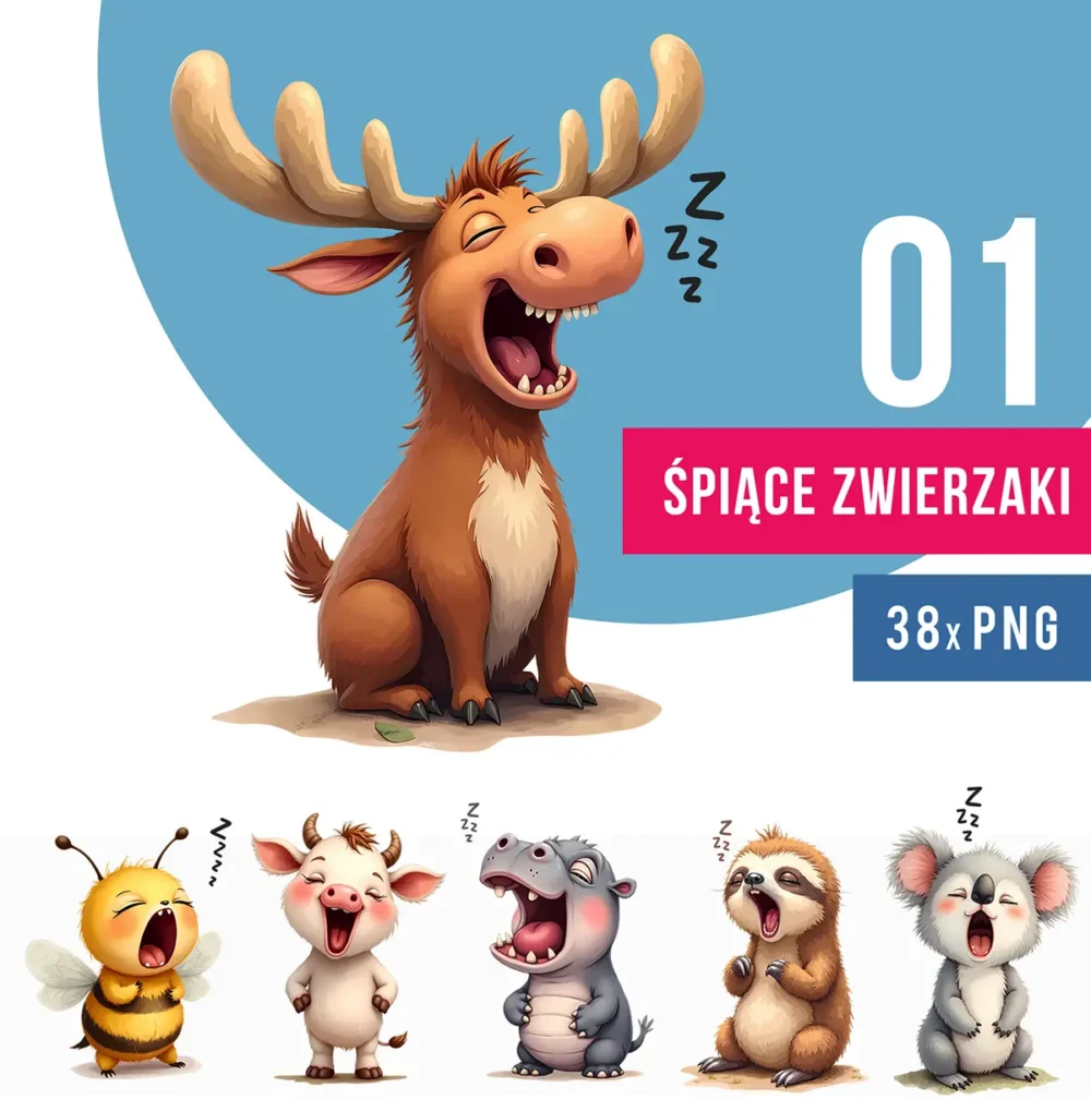 Zwierzęta ilustracje PNG w kreskówkowym Stylu Grafiki do Pobrania