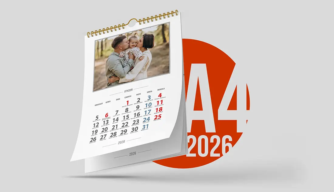 Fotoszablony Kalendarzy Ściennych A4 2026 PSD - Do Pobrania