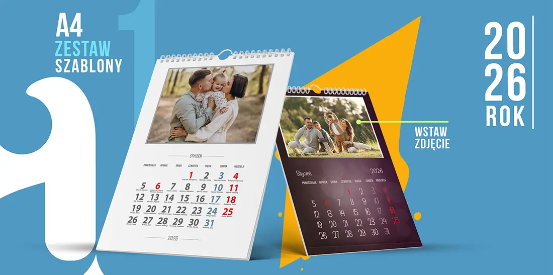 Fotoszablony Kalendarzy Ściennych A4 2026 PSD - Do Pobrania