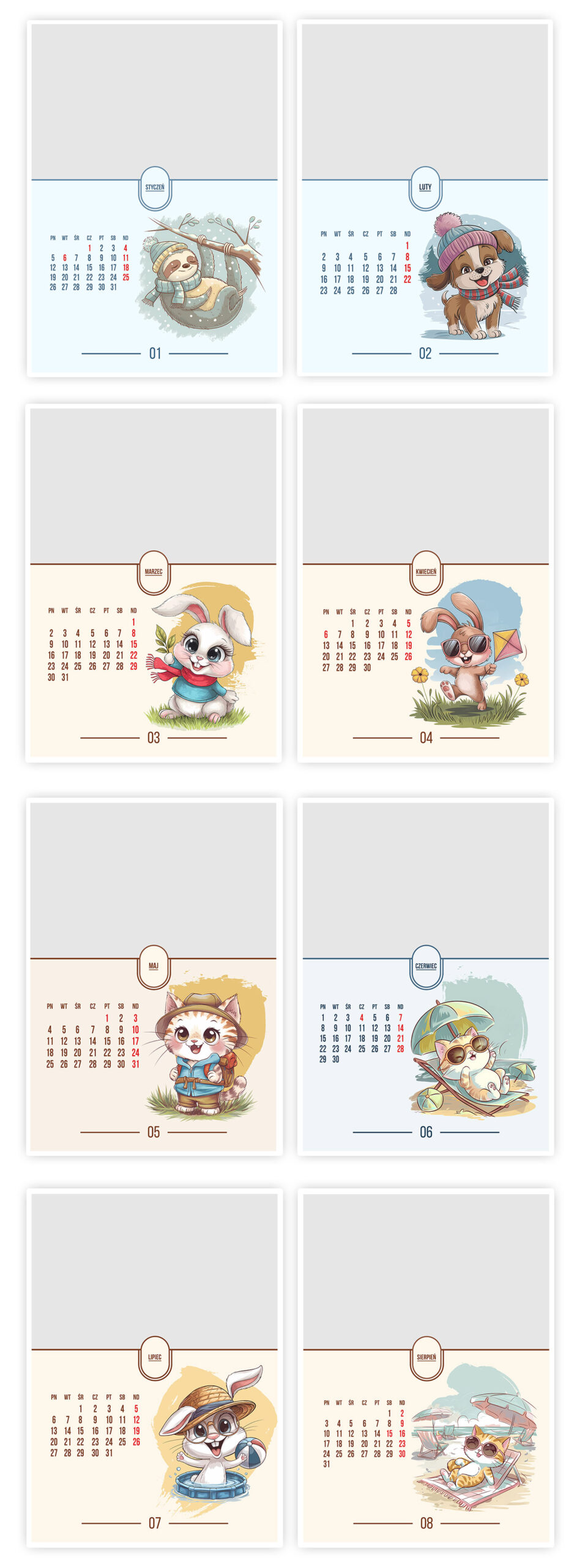 Kalendarze A3 dla dzieci – bajkowe szablony do Photoshopa