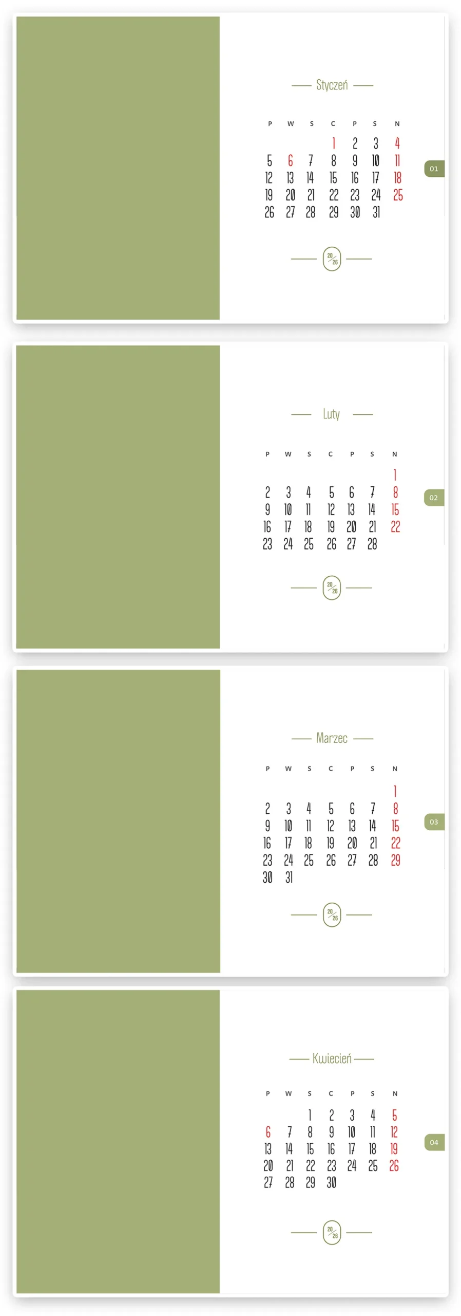 Kalendarz ze zdjęciem A3 – szablony PSD dla fotografów i grafików