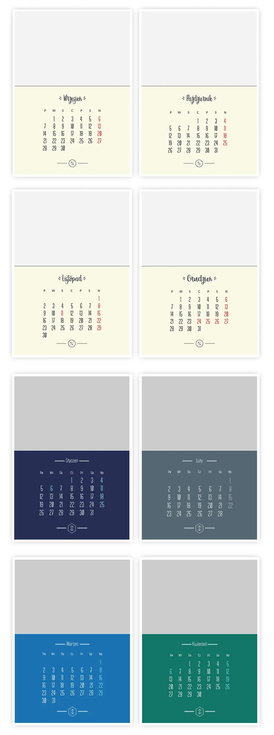 Kalendarz ze zdjęciem A3 – szablony PSD dla fotografów i grafików