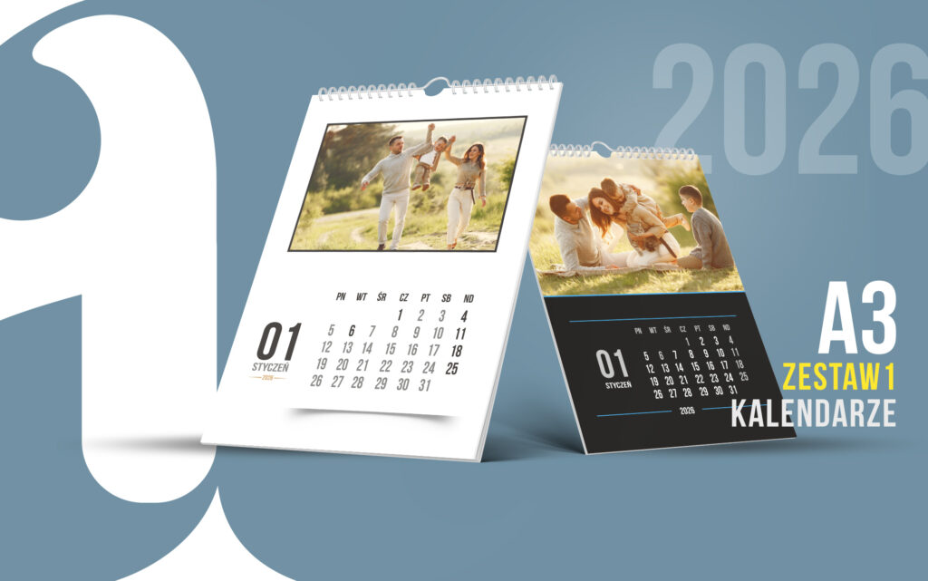 Designerskie szablony kalendarzy psd A3 2026 – do druku