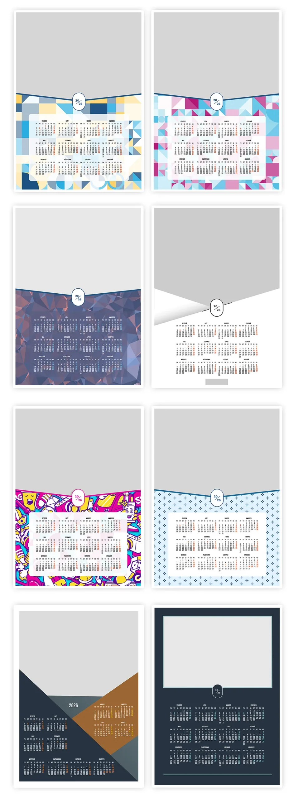Jednostronicowy kalendarz A3 PSD – projekt 12 miesięcy 