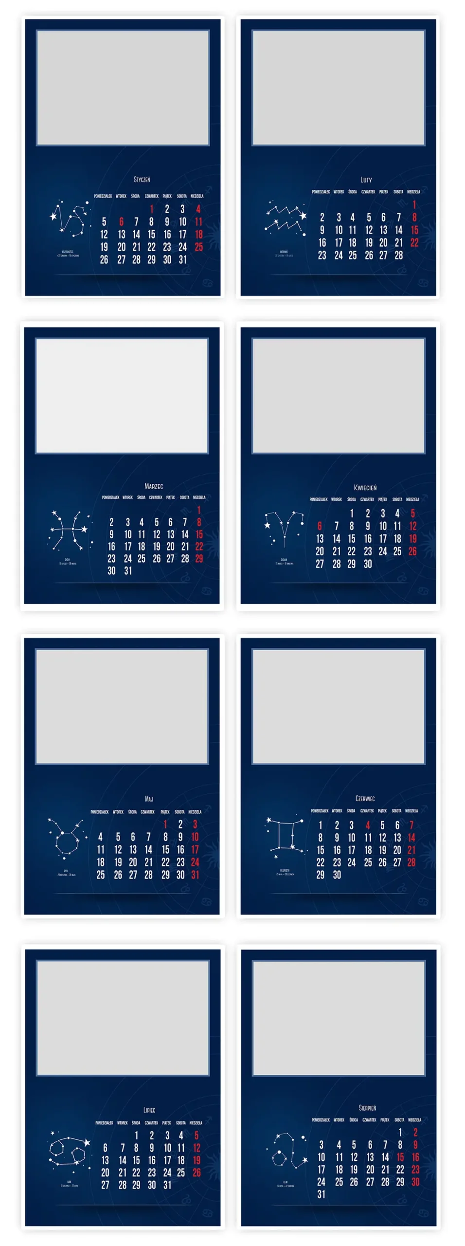 Profesjonalne szablony kalendarzy A3 PSD 2026 – drukarnia