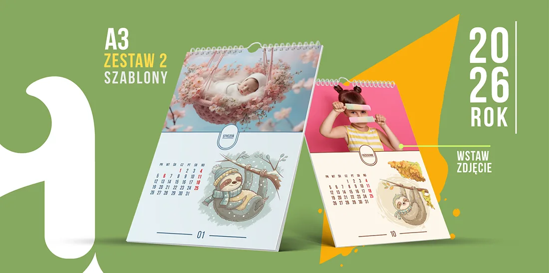 Kalendarze A3 dla dzieci – bajkowe szablony do Photoshopa