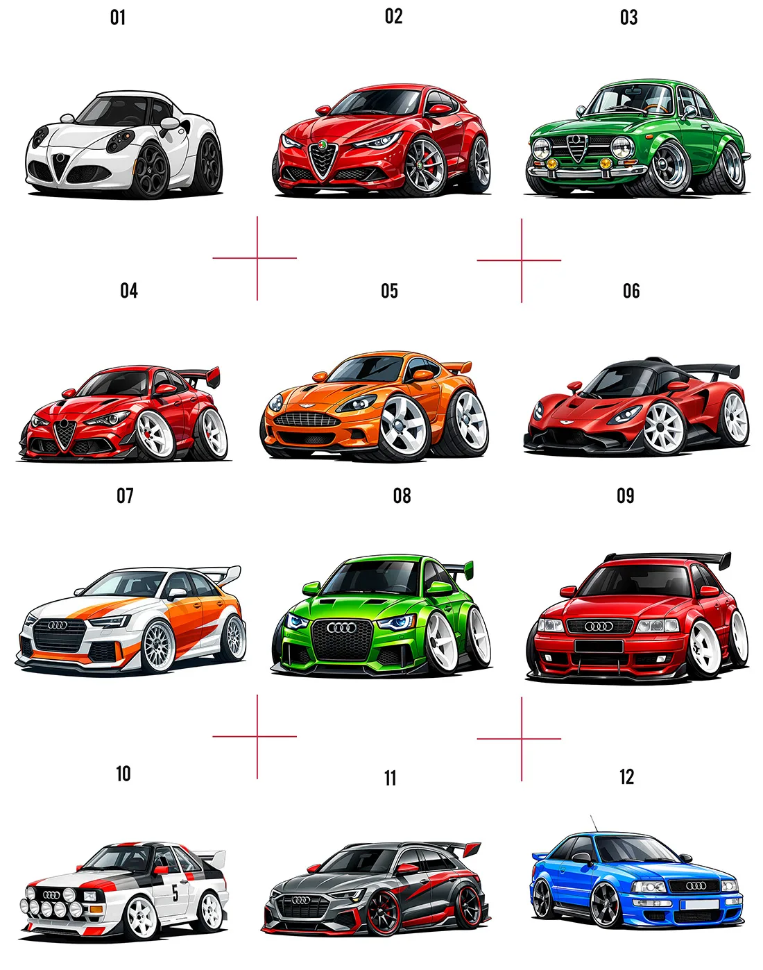 Super samochody PNG Kolekcja clipartów motoryzacyjnych do druku